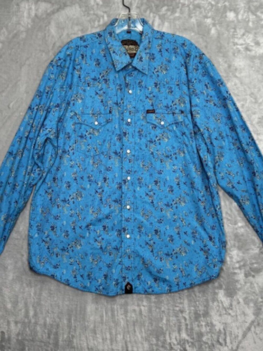 Rafter C Shirt Mens XL Blue Western Pearl Snap Paisley Long Sleeve Rodeo Cowboy